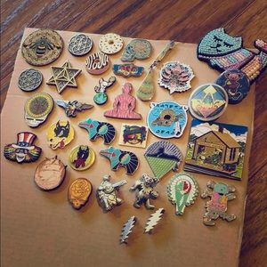 Pink Digital Buddha pin (middle of photo)